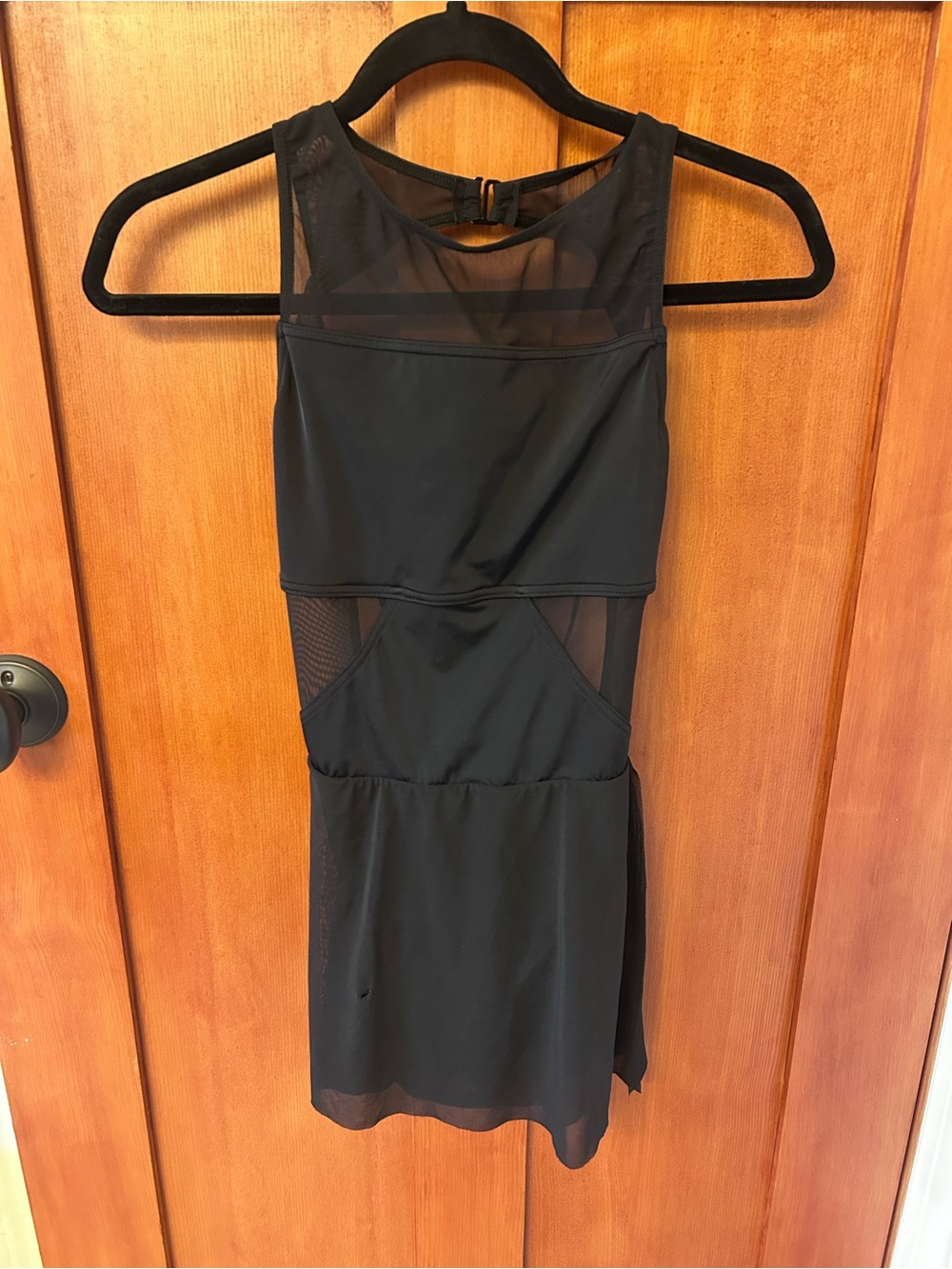 balera Black Mesh Panel Dance Leotard with Skirt